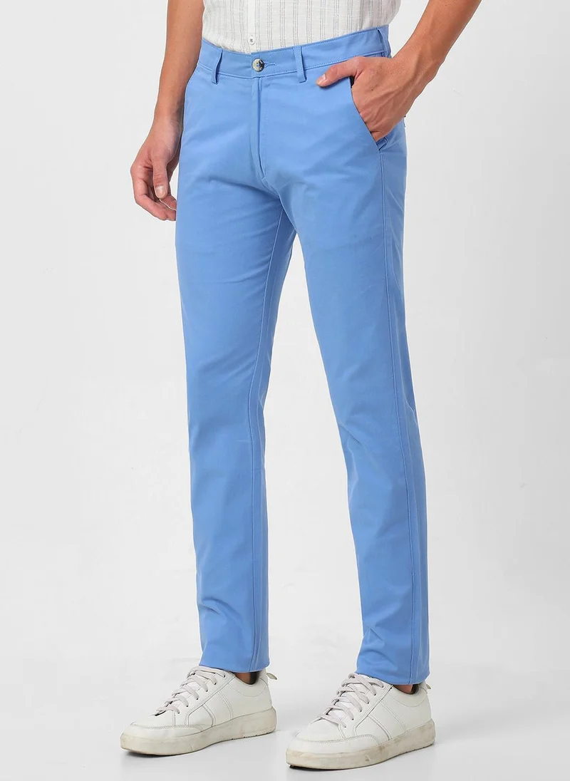 Urbano Fashion  Urbano Fashion Men's Sky Blue Cotton Slim Fit Casual Chinos Trousers Stretch for Men | Best Price UAE